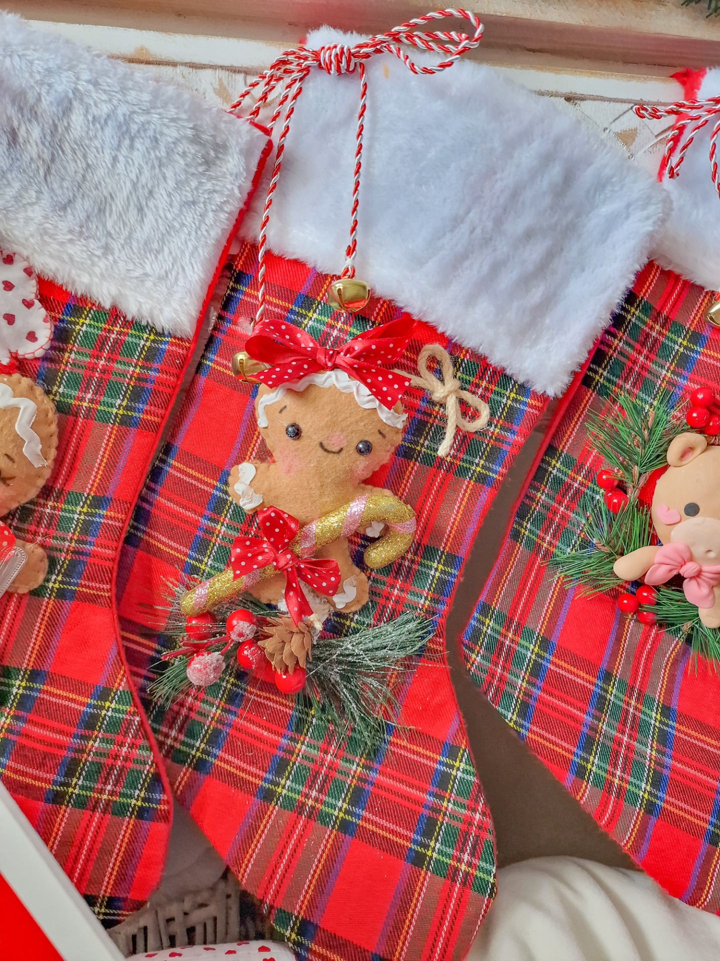Calza golosa tartan con pelliccia decoro gingerbread Prezzo 20,00€ 